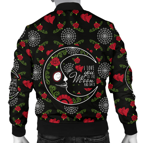Image of Love You To The Moon Sugar Skull Men's Bomber Jacket