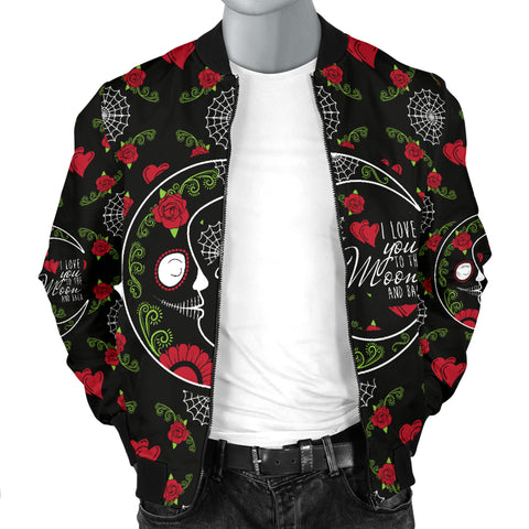 Image of Love You To The Moon Sugar Skull Men's Bomber Jacket