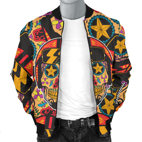 Image of Biker Sugar Skull Men's Bomber Jacket
