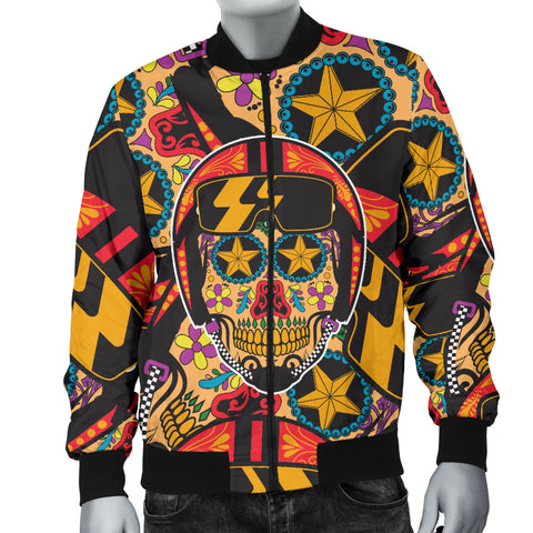 Image of Biker Sugar Skull Men's Bomber Jacket