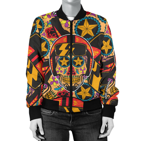 Image of Biker Sugar Skull Women's Bomber Jacket