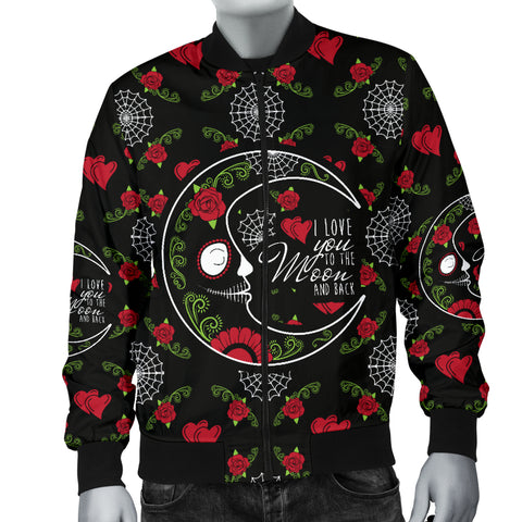 Image of Love You To The Moon Sugar Skull Men's Bomber Jacket