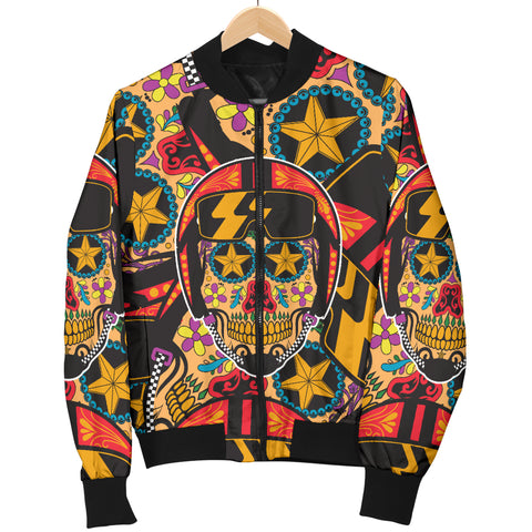Image of Biker Sugar Skull Men's Bomber Jacket