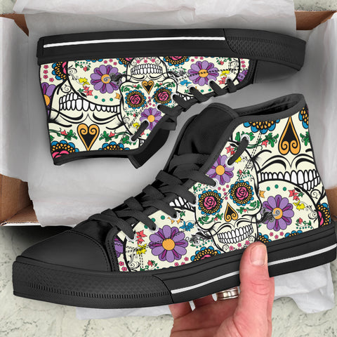 Image of Violet Sugar Skull High Tops Black