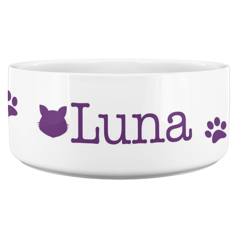Image of Personalized Ceramic Cat Bowl Cat Name
