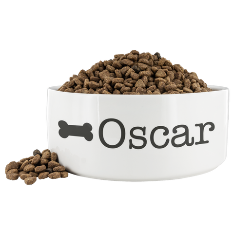 Image of Personalized Ceramic Dog Bowl Bone Dog Name