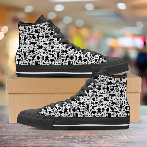 Image of Cats High Top Shoes White Black