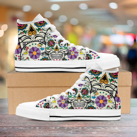 Image of Violet Sugar Skull High Tops White