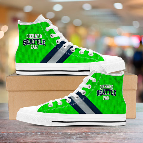 Image of Diehard Seattle Fan Sports High Top Shoes Green White