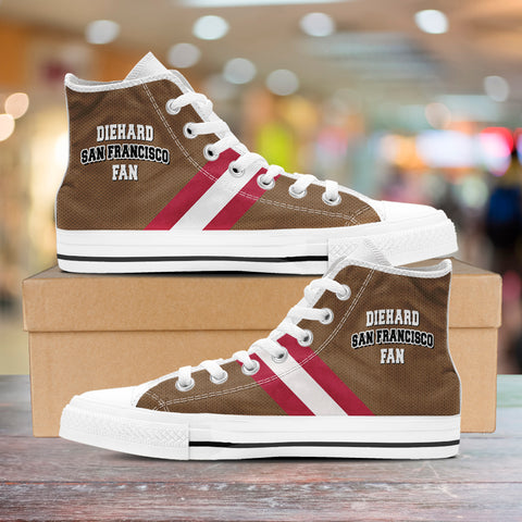 Image of Diehard San Francisco Fan Sports High Top Shoes Brown White