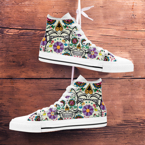 Image of Violet Sugar Skull High Tops White