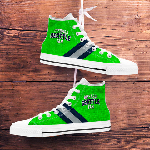 Image of Diehard Seattle Fan Sports High Top Shoes Green White