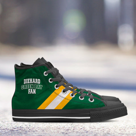 Image of Diehard Green Bay Fan Sports High Top Shoes Black