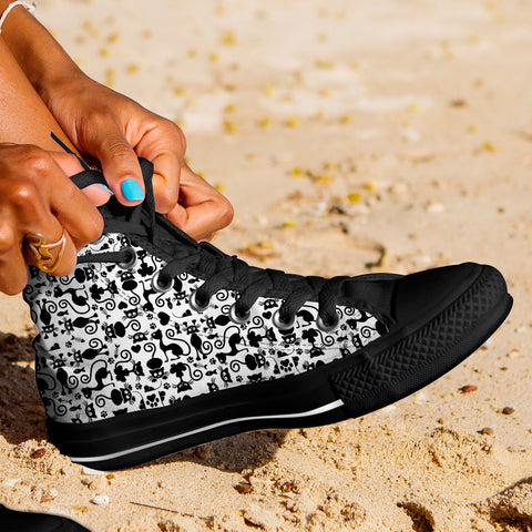 Image of Cats High Top Shoes White Black