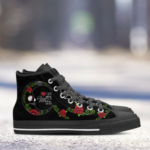 Image of Love You To The Moon Sugar Skull High Top Shoes Black