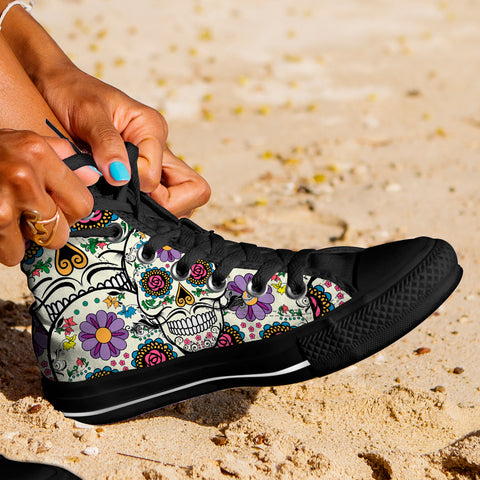 Image of Violet Sugar Skull High Tops Black