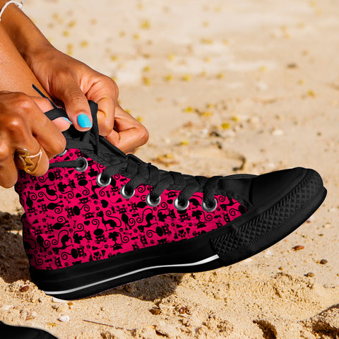 Image of Cats High Top Shoes Pink Black