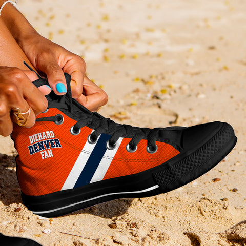 Image of Diehard Denver Fan Sports High Top Shoes Orange Black