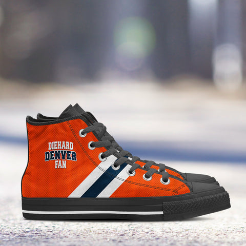 Image of Diehard Denver Fan Sports High Top Shoes Orange Black