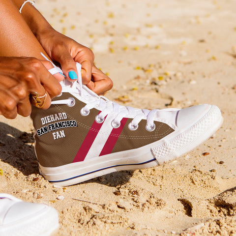 Image of Diehard San Francisco Fan Sports High Top Shoes Brown White