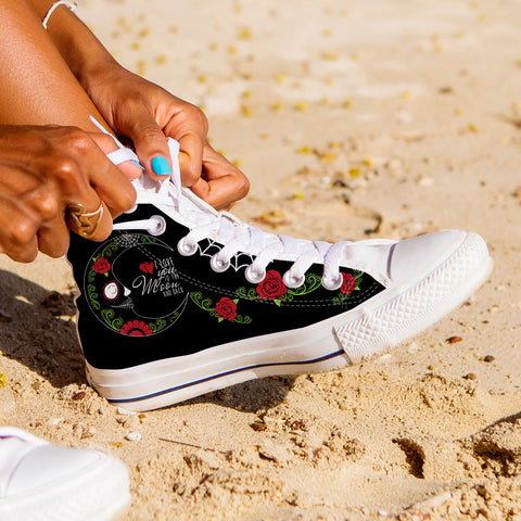 Image of Love You To The Moon Sugar Skull High Tops White