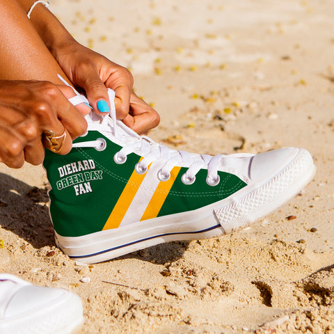 Image of Diehard Green Bay Fan Sports High Top Shoes White