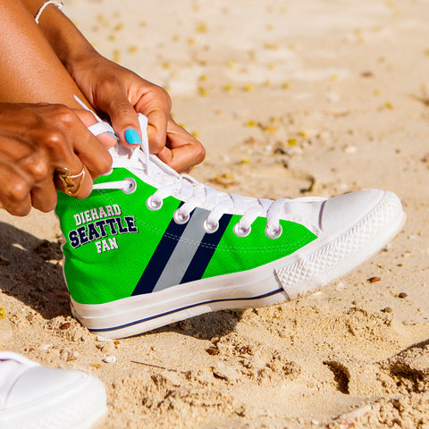 Image of Diehard Seattle Fan Sports High Top Shoes Green White