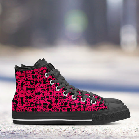 Image of Cats High Top Shoes Pink Black
