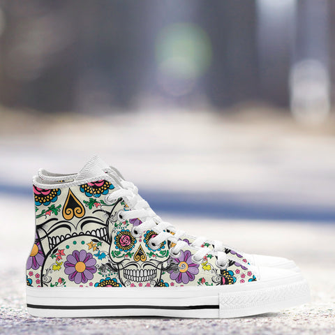Image of Violet Sugar Skull High Tops White
