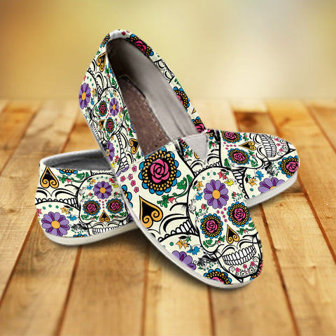 Image of Violet Sugar Skull Printed Ladies Casuals