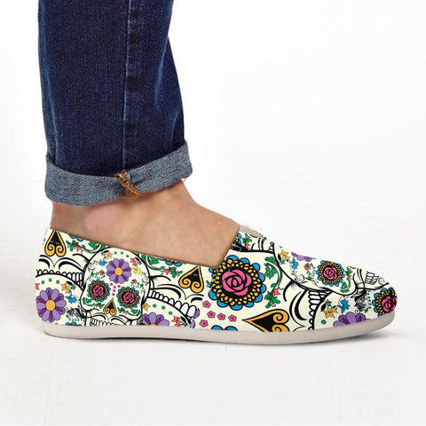 Image of Violet Sugar Skull Printed Ladies Casuals