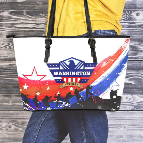 Image of Washington Veteran Large Leather Tote Bag