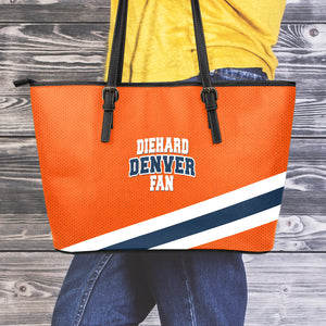 Diehard Denver Fan Sports Leather Tote Bag Orange