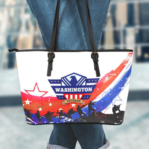 Image of Washington Veteran Large Leather Tote Bag