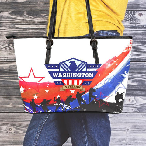 Image of Washington Veteran Small Leather Tote Bag