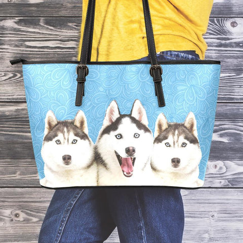 Image of Husky Small Leather Tote Bag