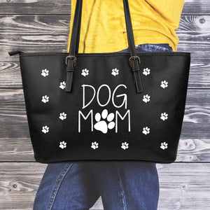 Dog Mom Leather Tote Bag