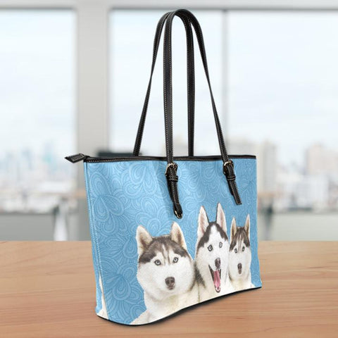 Image of Husky Small Leather Tote Bag