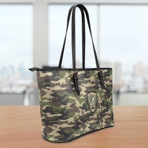 Image of Army Mom Camouflage Small Leather Tote Bag