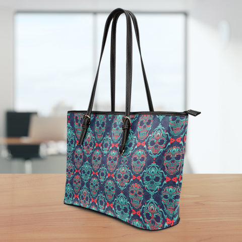 Image of Ornamental Sugar Skull Leather Tote Bag