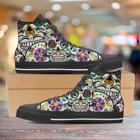 Image of Violet Sugar Skull High Tops Black