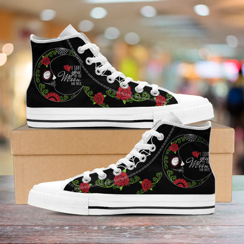 Image of Love You To The Moon Sugar Skull High Tops White