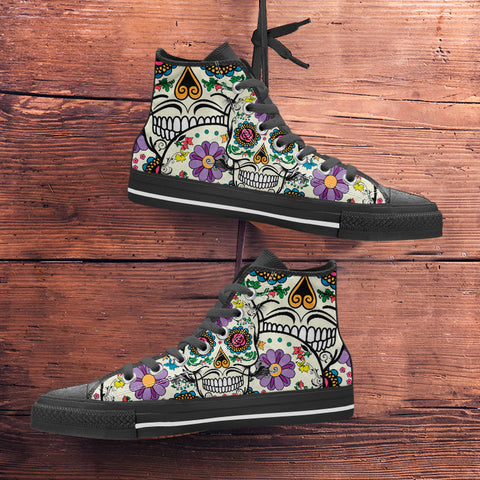Image of Violet Sugar Skull High Tops Black