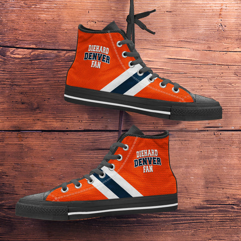 Image of Diehard Denver Fan Sports High Top Shoes Orange Black