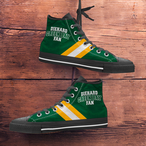 Image of Diehard Green Bay Fan Sports High Top Shoes Black