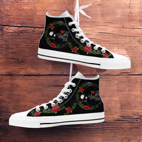 Image of Love You To The Moon Sugar Skull High Tops White