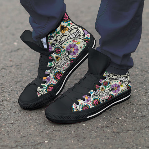 Image of Violet Sugar Skull High Tops Black