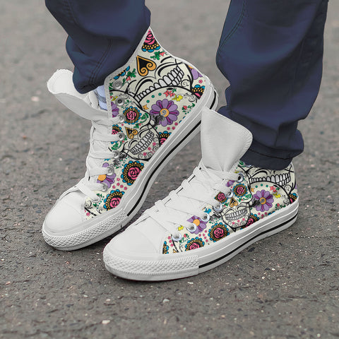 Image of Violet Sugar Skull High Tops White