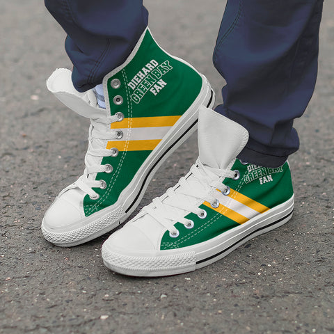 Image of Diehard Green Bay Fan Sports High Top Shoes White