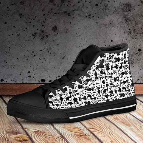 Image of Cats High Top Shoes White Black